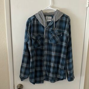 Hurley Navy Plaid Hoodie with Gray Accents